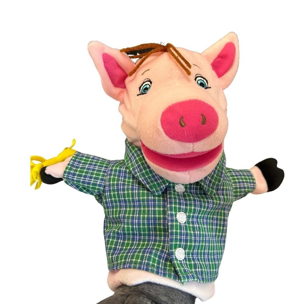 intage Pink Pig Hand Puppet -Retro 90s Plush Puppet for Storytelling